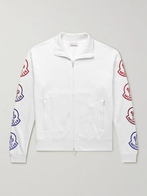 Logo-Flocked Cotton-Jersey Zip-Up Sweatshirt