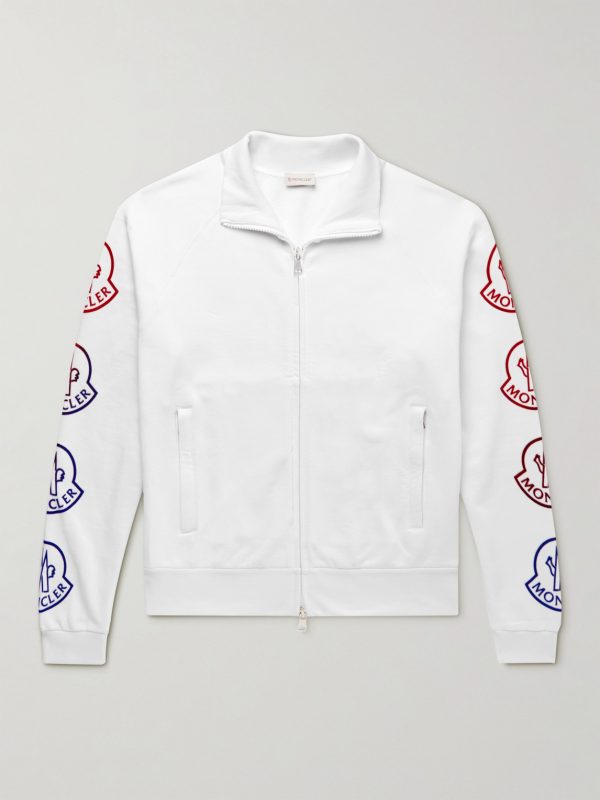 Logo-Flocked Cotton-Jersey Zip-Up Sweatshirt