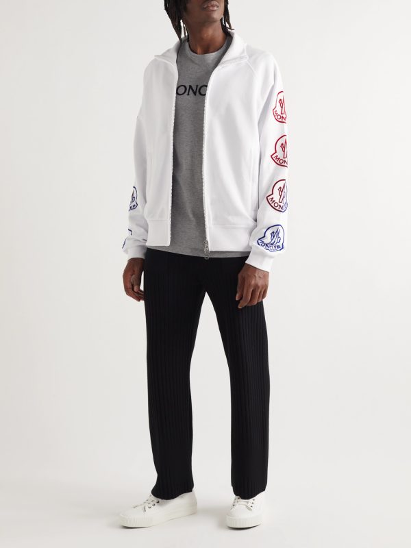 Logo-Flocked Cotton-Jersey Zip-Up Sweatshirt - OU