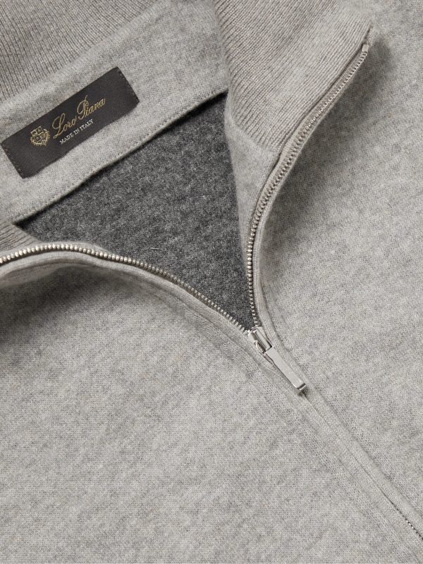 Suede-Trimmed Cashmere-Blend Zip-Up Cardigan - CU