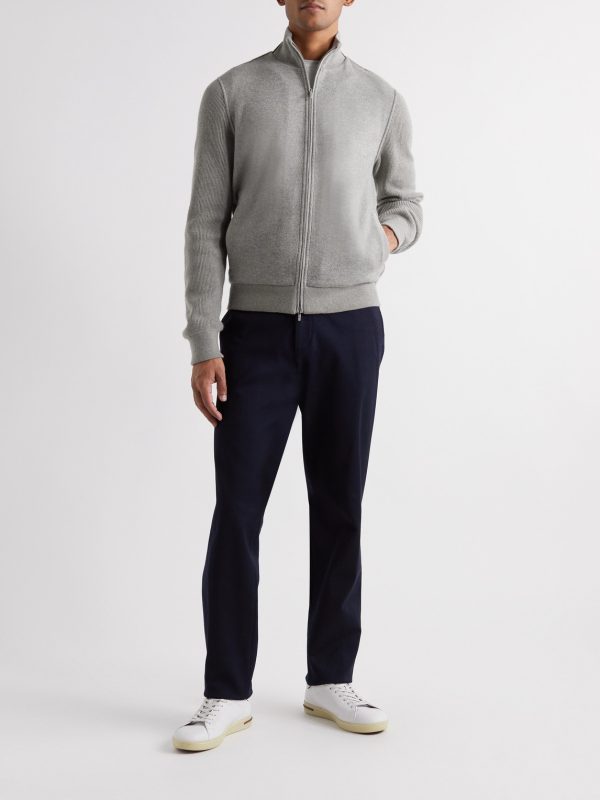 Suede-Trimmed Cashmere-Blend Zip-Up Cardigan - OU