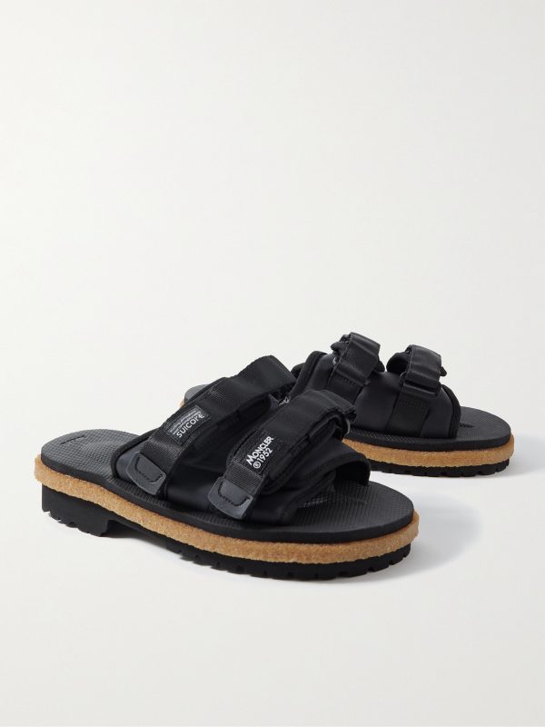 + Suicoke 2 Moncler 1952 Moto Mountain Ripstop and Rubber Slides - FR