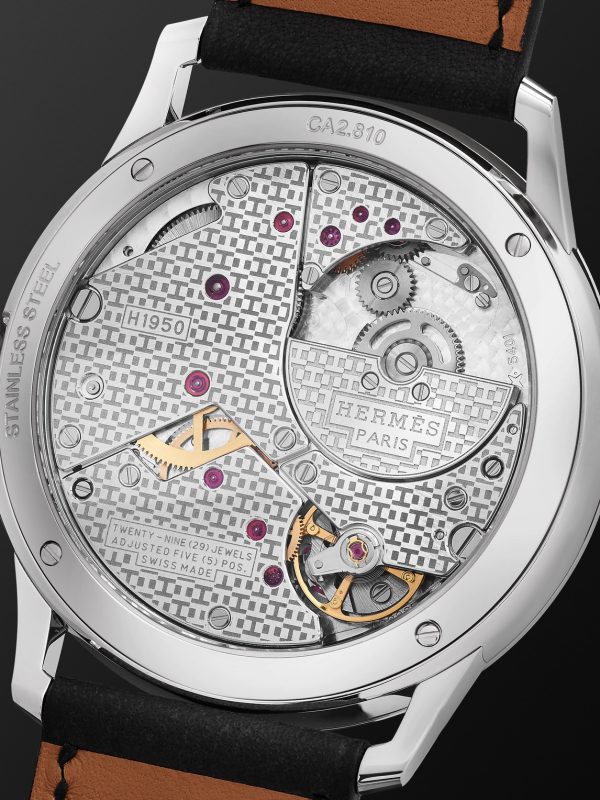Slim d'Hermès Acier Automatic 39.5mm Stainless Steel and Leather Watch, Ref. No. 052839WW00 - E1