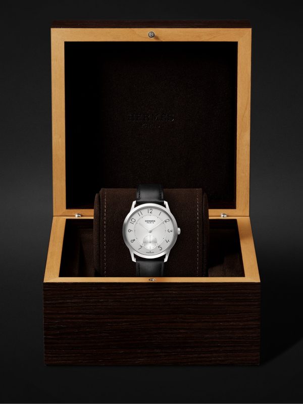 Slim d'Hermès Acier Automatic 39.5mm Stainless Steel and Leather Watch, Ref. No. 052839WW00 - E3