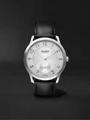 Slim d'Hermès Acier Automatic 39.5mm Stainless Steel and Leather Watch, Ref. No. 052839WW00