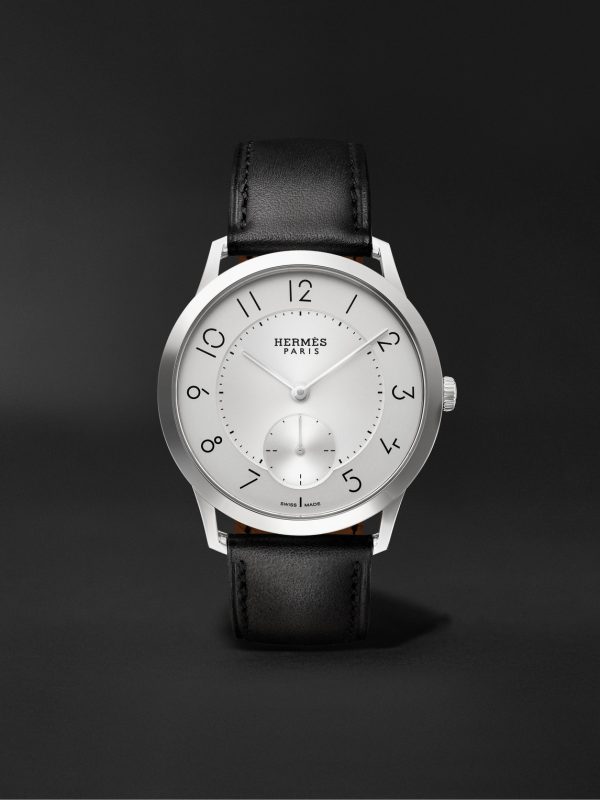 Slim d'Hermès Acier Automatic 39.5mm Stainless Steel and Leather Watch, Ref. No. 052839WW00