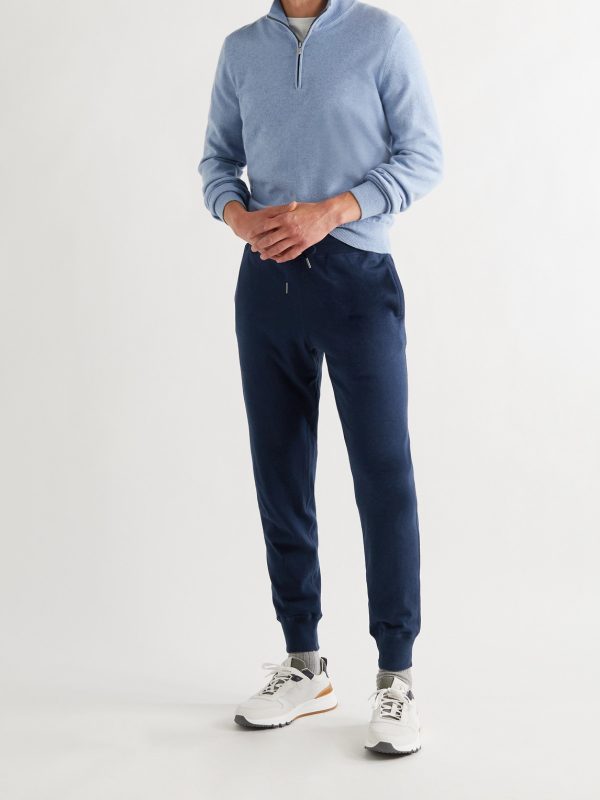 Slim-Fit Tapered Cotton, Silk and Cashmere-Blend Sweatpants - OU Slim-Fit Tapered Cotton, Silk and Cashmere-Blend Sweatpants - OU