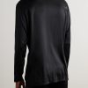 Stretch-Silk Satin Henley Pyjama Top - BK Stretch-Silk Satin Henley Pyjama Top - BK