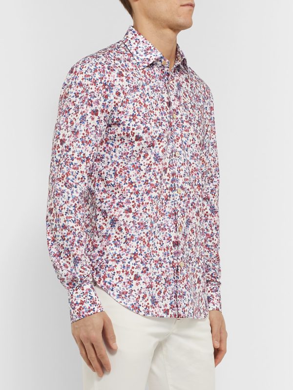 Slim-Fit Printed Cotton-Poplin Shirt - FR Slim-Fit Printed Cotton-Poplin Shirt - FR