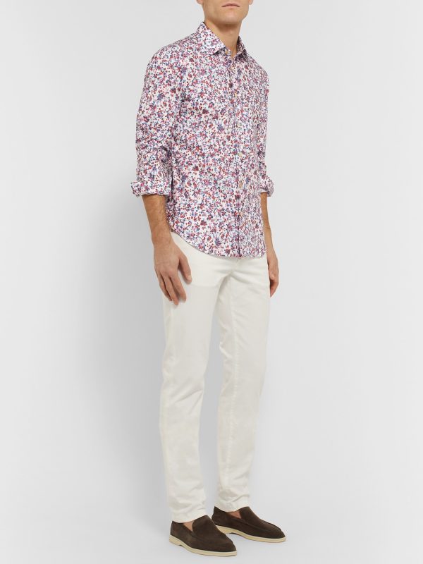 Slim-Fit Printed Cotton-Poplin Shirt - OU Slim-Fit Printed Cotton-Poplin Shirt - OU