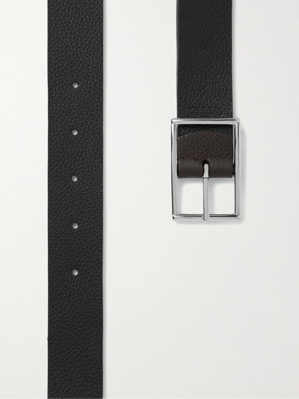 3cm Black and Dark-Brown Reversible Leather Belt - E2 3cm Black and Dark-Brown Reversible Leather Belt - E2