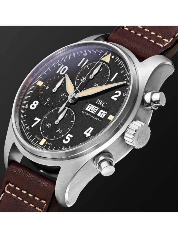 Pilot's Spitfire Automatic Chronograph 41mm Stainless Steel and Leather Watch, Ref. No. IW387903 - FR Pilot's Spitfire Automatic Chronograph 41mm Stainless Steel and Leather Watch, Ref. No. IW387903 - FR