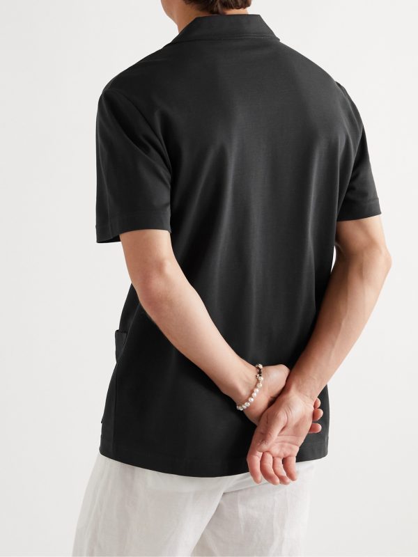 Jersey-Panelled Organic Cotton-Piqué Shirt - BK