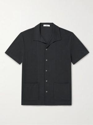 Jersey-Panelled Organic Cotton-Piqué Shirt Jersey-Panelled Organic Cotton-Piqué Shirt