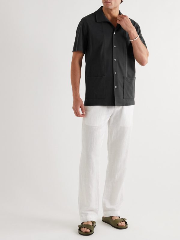 Jersey-Panelled Organic Cotton-Piqué Shirt - OU