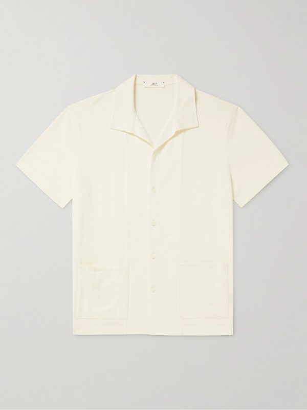 Jersey-Panelled Organic Cotton-Piqué Shirt