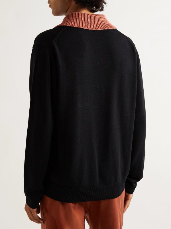 Colour-Block Organic Cotton and TENCEL™ Lyocell-Blend Polo Shirt - BK