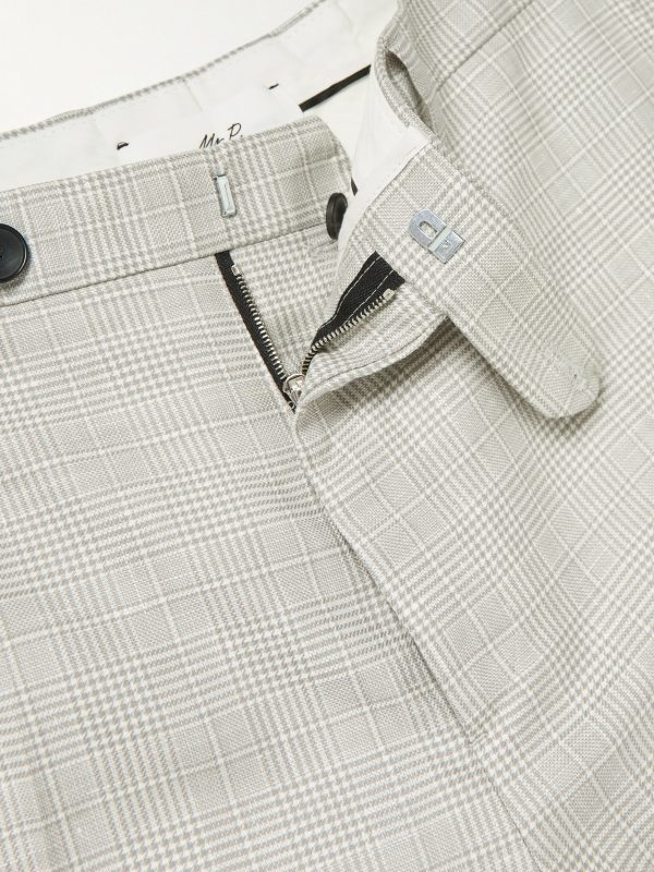 Prince Of Wales Checked Virgin Wool and Linen-Blend Trousers - E1 Prince Of Wales Checked Virgin Wool and Linen-Blend Trousers - E1