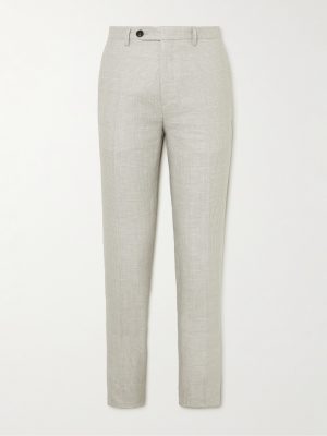Prince Of Wales Checked Virgin Wool and Linen-Blend Trousers Prince Of Wales Checked Virgin Wool and Linen-Blend Trousers