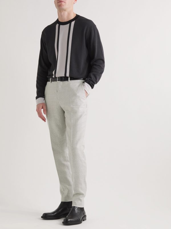 Prince Of Wales Checked Virgin Wool and Linen-Blend Trousers - OU Prince Of Wales Checked Virgin Wool and Linen-Blend Trousers - OU