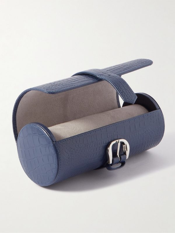 Croc-Effect Leather Watch Roll - E1 Croc-Effect Leather Watch Roll - E1