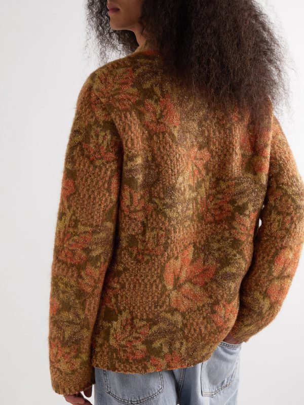 Metallic Jacquard-Knit Sweater - BK Metallic Jacquard-Knit Sweater - BK