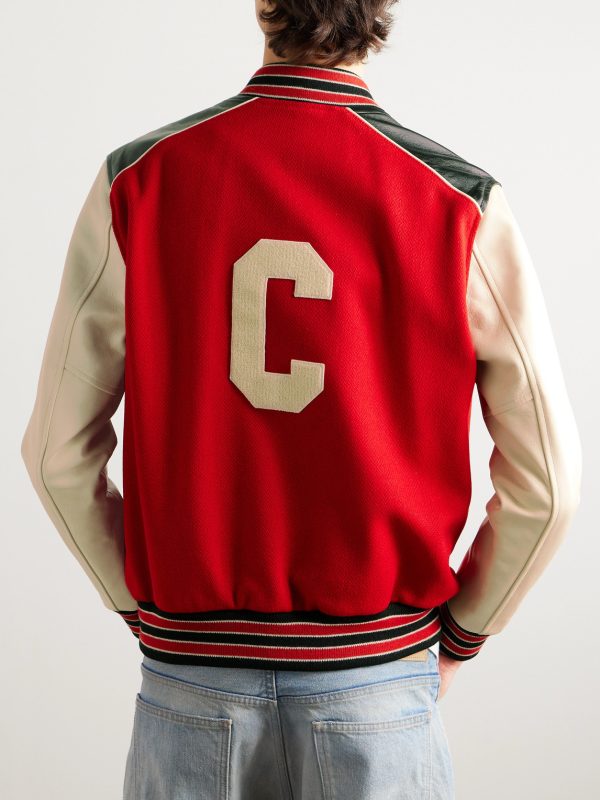 Teddy Appliquéd Mohair and Leather Bomber Jacket - BK