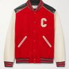 Teddy Appliquéd Mohair and Leather Bomber Jacket