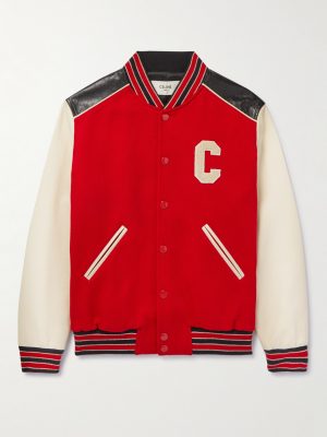 Teddy Appliquéd Mohair and Leather Bomber Jacket