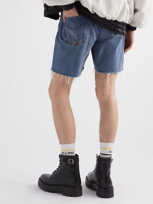 Wesley Straight-Leg Distressed Denim Shorts - BK Wesley Straight-Leg Distressed Denim Shorts - BK