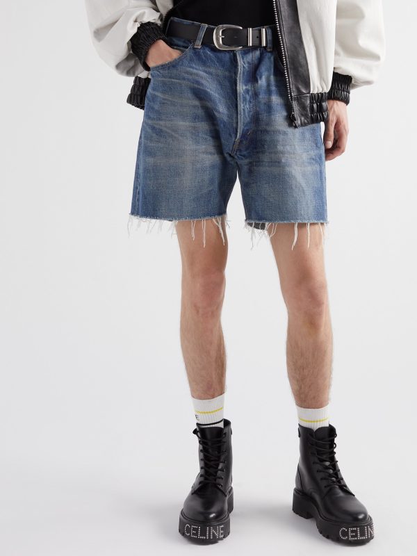 Wesley Straight-Leg Distressed Denim Shorts - FR Wesley Straight-Leg Distressed Denim Shorts - FR