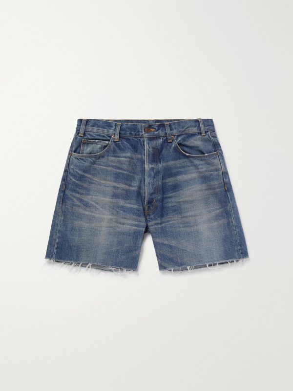 Wesley Straight-Leg Distressed Denim Shorts Wesley Straight-Leg Distressed Denim Shorts