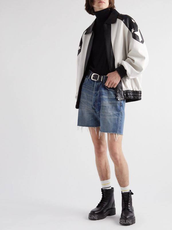 Wesley Straight-Leg Distressed Denim Shorts - OU Wesley Straight-Leg Distressed Denim Shorts - OU