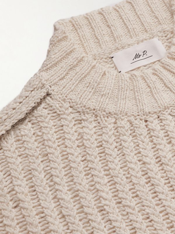 Ribbed Open-Knit Cotton Sweater - CU