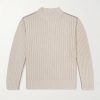 Ribbed Open-Knit Cotton Sweater