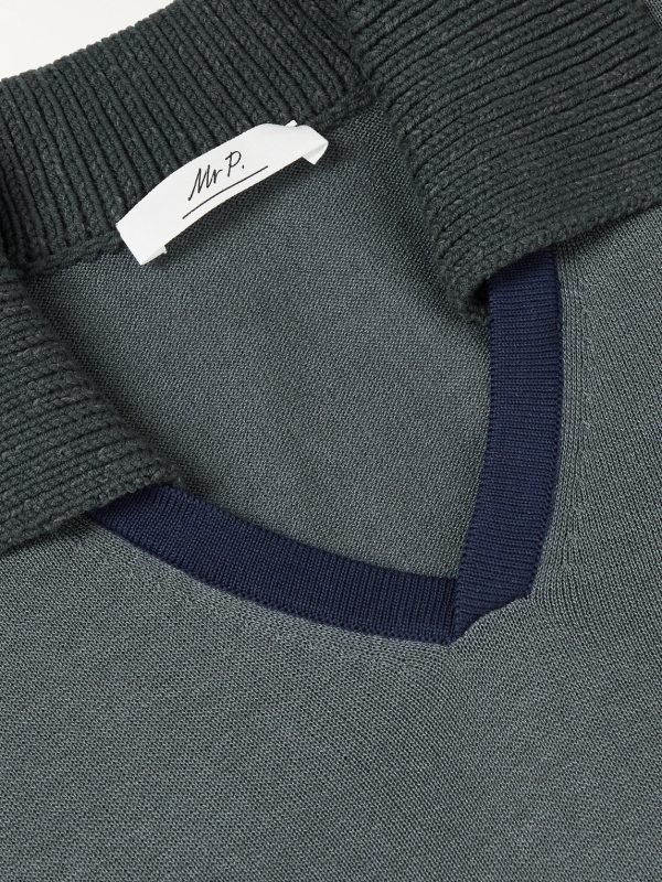 Colour-Block Organic Cotton and TENCEL™ Lyocell-Blend Polo Shirt - CU Colour-Block Organic Cotton and TENCEL™ Lyocell-Blend Polo Shirt - CU