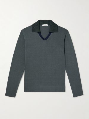 Colour-Block Organic Cotton and TENCEL™ Lyocell-Blend Polo Shirt Colour-Block Organic Cotton and TENCEL™ Lyocell-Blend Polo Shirt