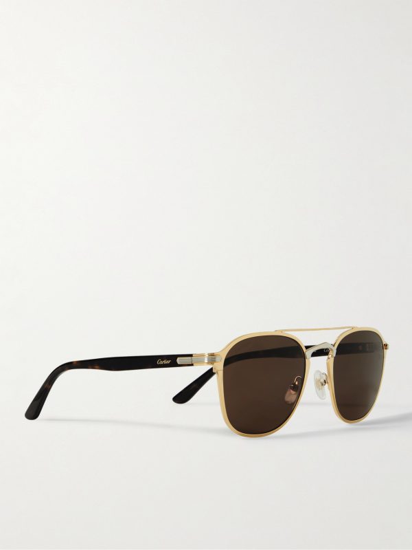 Aviator-Style Gold-and Silver-Tone and Tortoiseshell Acetate Sunglasses - FR