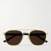 Aviator-Style Gold-and Silver-Tone and Tortoiseshell Acetate Sunglasses