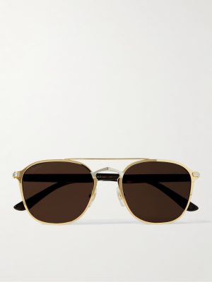 Aviator-Style Gold-and Silver-Tone and Tortoiseshell Acetate Sunglasses Aviator-Style Gold-and Silver-Tone and Tortoiseshell Acetate Sunglasses