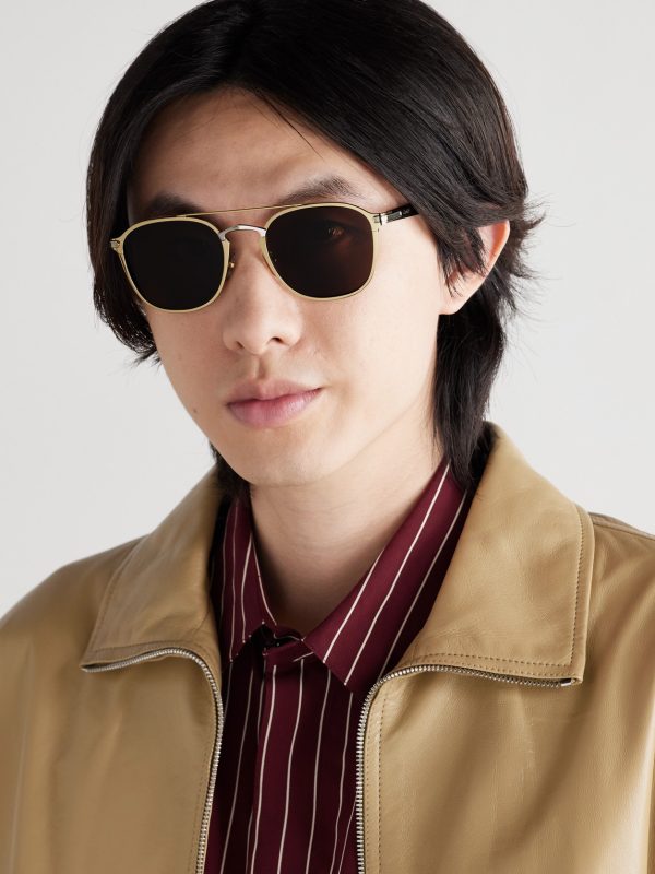 Aviator-Style Gold-and Silver-Tone and Tortoiseshell Acetate Sunglasses - OU