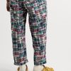 + Throwing Fits Tapered Cropped Checked Cotton Trousers - BK + Throwing Fits Tapered Cropped Checked Cotton Trousers - BK