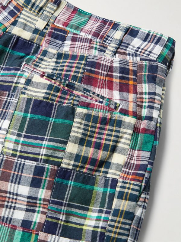 + Throwing Fits Tapered Cropped Checked Cotton Trousers - CU + Throwing Fits Tapered Cropped Checked Cotton Trousers - CU