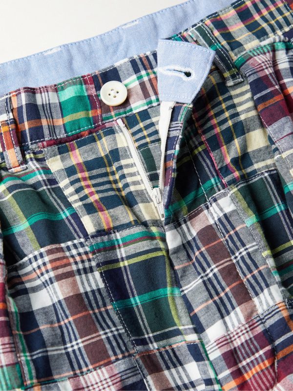 + Throwing Fits Tapered Cropped Checked Cotton Trousers - E1 + Throwing Fits Tapered Cropped Checked Cotton Trousers - E1