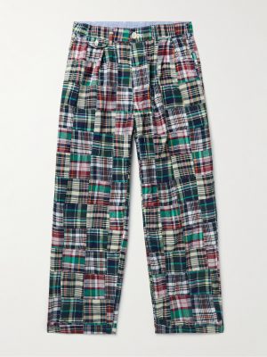 + Throwing Fits Tapered Cropped Checked Cotton Trousers + Throwing Fits Tapered Cropped Checked Cotton Trousers