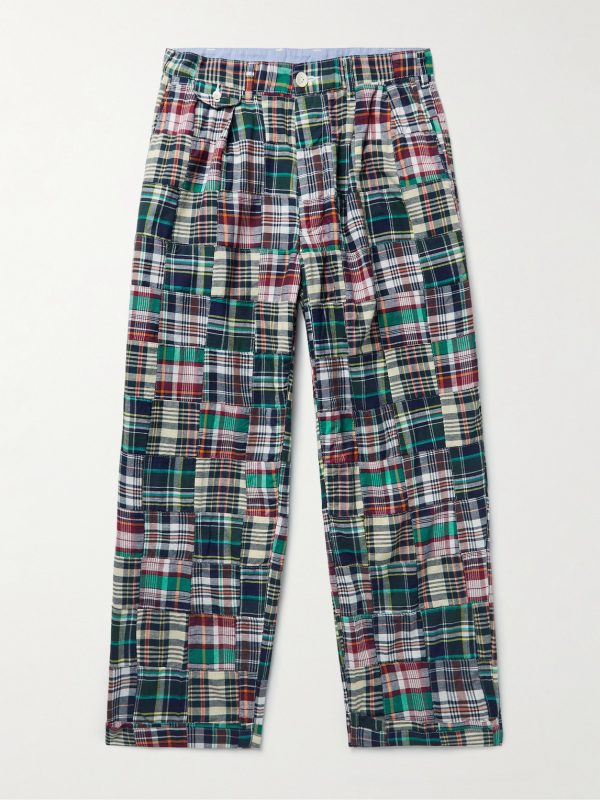 + Throwing Fits Tapered Cropped Checked Cotton Trousers + Throwing Fits Tapered Cropped Checked Cotton Trousers