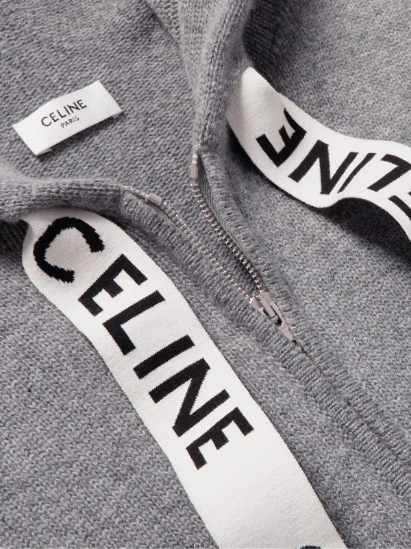 Oversized Logo-Print Wool and Cashmere-Blend Zip-Up Hoodie - CU Oversized Logo-Print Wool and Cashmere-Blend Zip-Up Hoodie - CU
