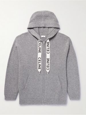 Oversized Logo-Print Wool and Cashmere-Blend Zip-Up Hoodie Oversized Logo-Print Wool and Cashmere-Blend Zip-Up Hoodie