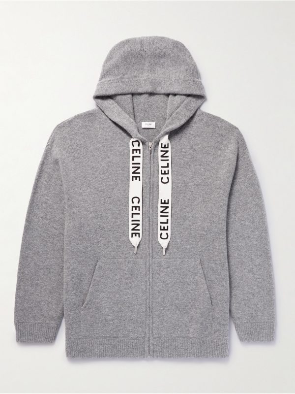 Oversized Logo-Print Wool and Cashmere-Blend Zip-Up Hoodie Oversized Logo-Print Wool and Cashmere-Blend Zip-Up Hoodie