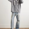 Oversized Logo-Print Wool and Cashmere-Blend Zip-Up Hoodie - OU Oversized Logo-Print Wool and Cashmere-Blend Zip-Up Hoodie - OU